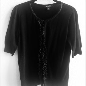 DKNY Black w/front ruffle Sweater